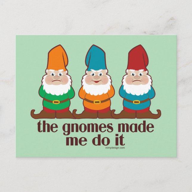 Carte Postale Les Gnomes M'Ont Fait Faire Ça Humour (Devant)