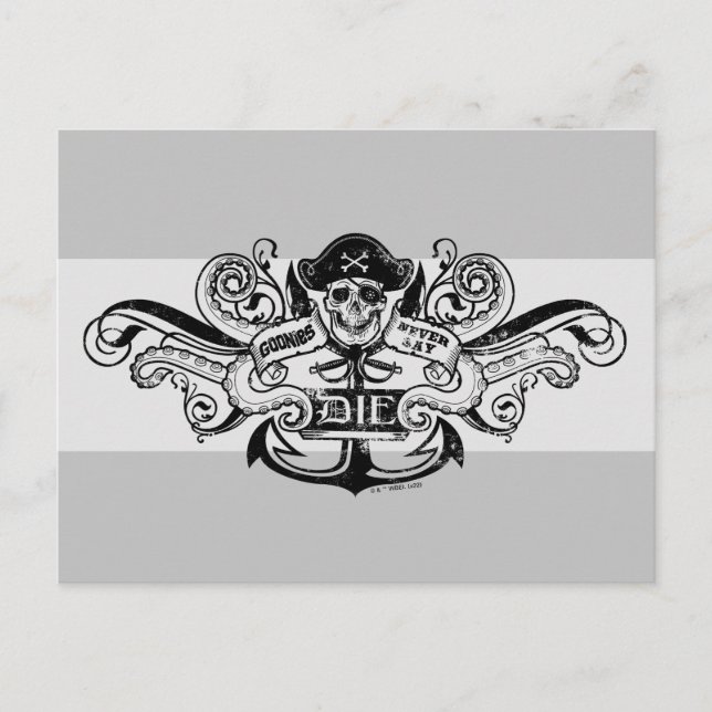 Carte Postale Les Goonies "Never Say Die" Pirate Ancre Badge (Devant)