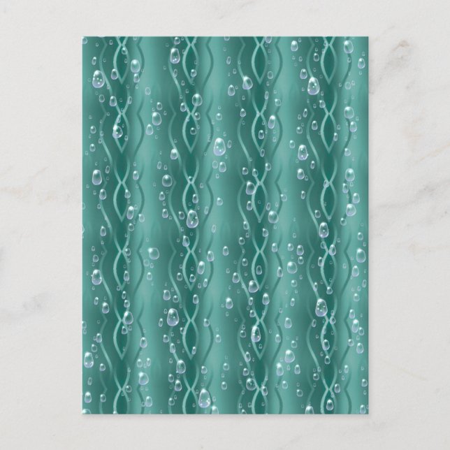 Carte Postale Les gouttes de pluie sur le métal vert (Devant)