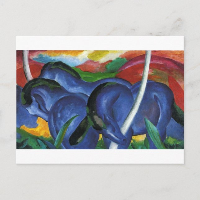 Carte Postale Les grands chevaux bleus de Franz Marc (Devant)