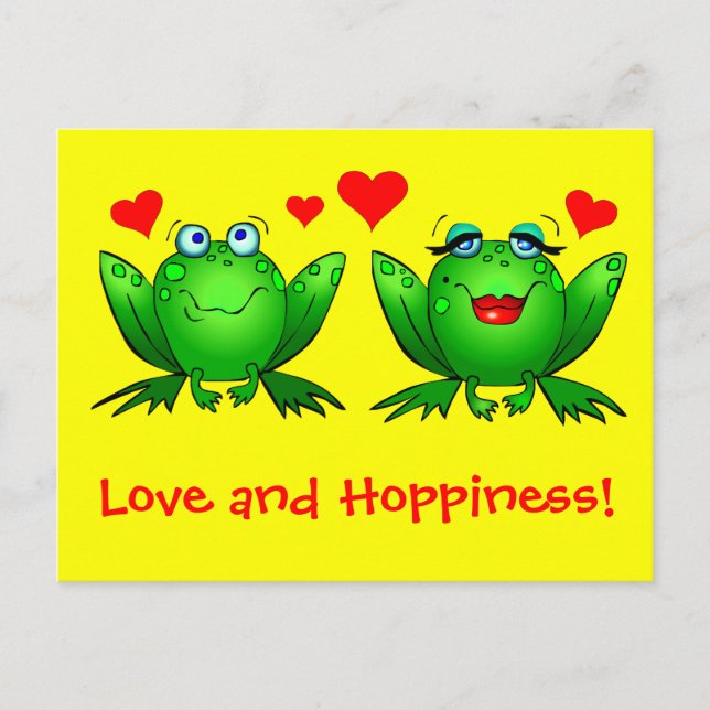 Carte Postale Les grenouilles aiment et font des bonds Jaune (Devant)