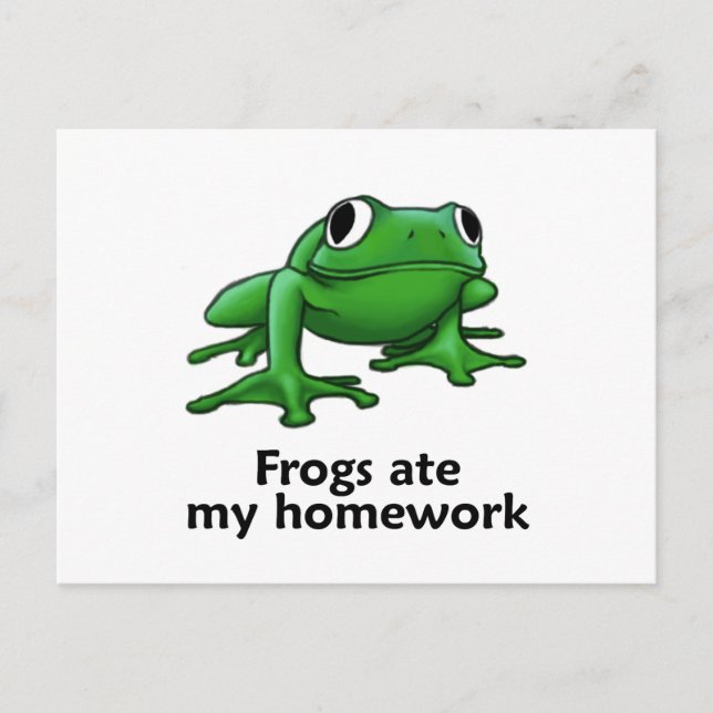 Carte Postale Les grenouilles ont mangé mes devoirs (Devant)