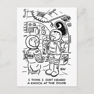 Carte Postale Les hommes de l'espace écoutent frapper à la porte