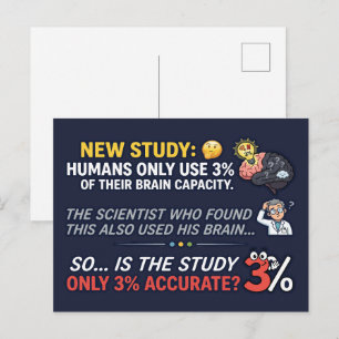 Carte Postale Les humains utilisent 3 pour cent de cerveau drôle