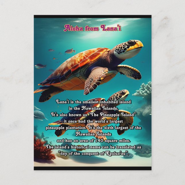 Carte Postale Les îles Hawaii Lanai Aloha (Devant)