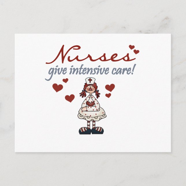 Carte Postale Les infirmières donnent des t-shirts et des cadeau (Devant)