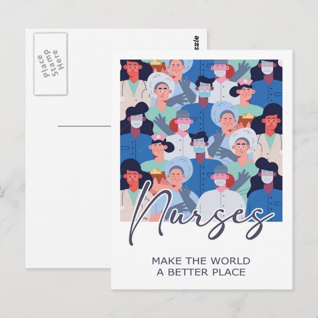 Carte Postale Les infirmières font du monde un meilleur endroit (Devant / Derrière)