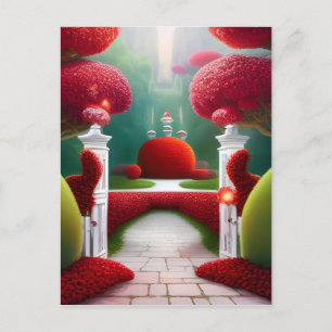 Carte Postale Les jardins rouges de Wonderland