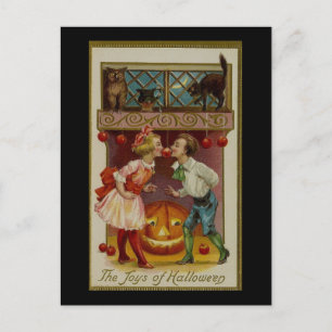Carte Postale Les Joys d'Halloween Apple Bobbing Couple Vintage