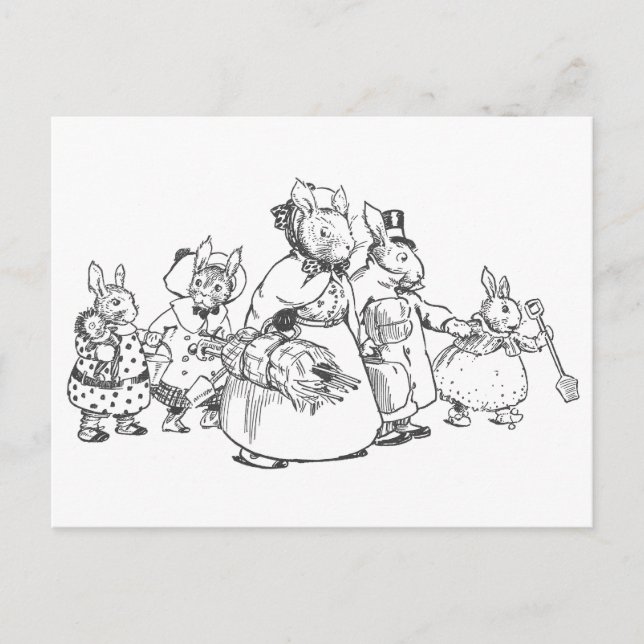 Carte Postale Les lapins en vacances (Devant)