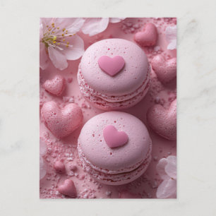 Carte Postale Les Macarones roses et les coeurs de la Saint-Vale