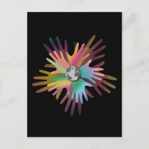 Carte Postale Les mains dans le monde