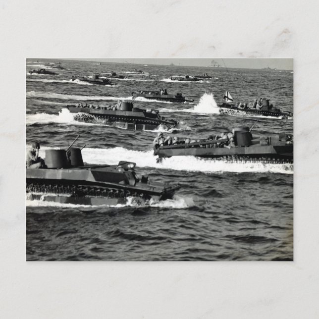 Carte Postale Les Marines américains 2ème guerre mondiale envahi (Devant)