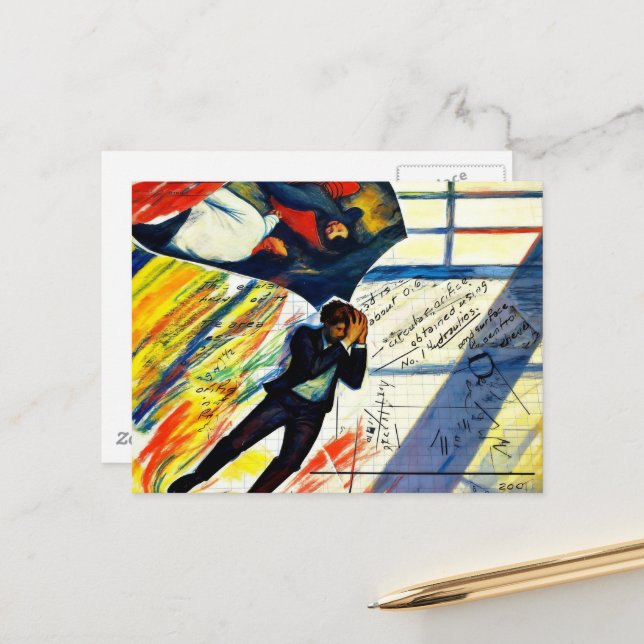 Carte Postale Les maths c'est dur Collage de médias mixtes (Devant/Arrière en situation)