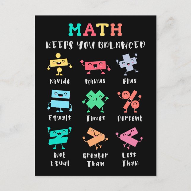 Carte Postale Les maths vous gardent en équilibre (Devant)
