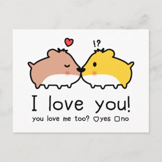 Carte Postale Les mignons hamsters en amour