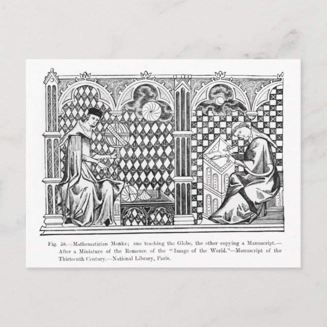 Carte Postale Les moines mathématiciens : un enseignant au Globe (Devant)