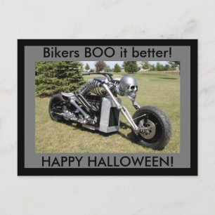 Carte Postale Les motocyclistes mieux réserver Happy Halloween c