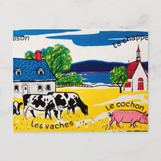 Carte Postale Les mots français sur la ferme