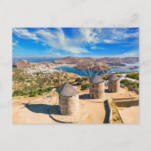 Carte Postale Les moulins à vent de Chora dans l'île de Patmos, 