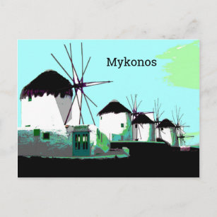 Carte Postale Les moulins à vent de Mykonos, Grèce