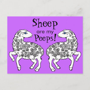 Carte Postale Les moutons sont mes Peeps ! Art populaire violet