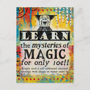 Carte Postale Les Mystères de la Magie - Drôle Annonce Vintage