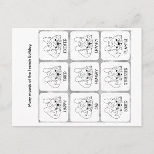 Carte Postale Les nombreuses humeurs d'un Bulldog français