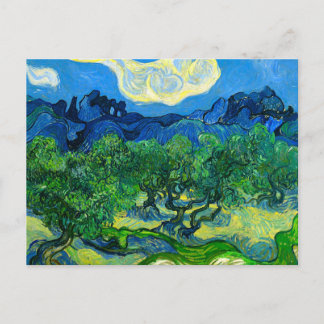 Carte Postale Les oliviers de Van Gogh dans un paysage montagneu