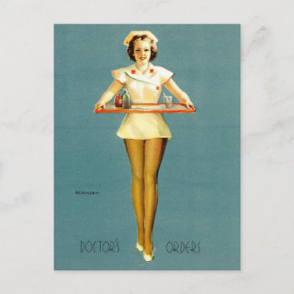 Carte Postale Les ordres du docteur ! Vintage fille vers le haut