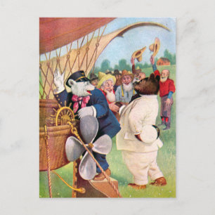 Carte Postale Les ours Roosevelt volent dans un ballon à air cha