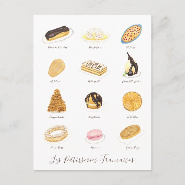 Carte Postale Les Pâtisserie Françaises (Devant)