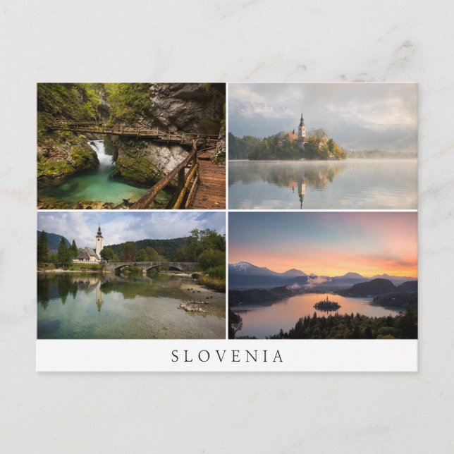 Carte Postale Les paysages slovènes autour du collage Bled souve (Devant)