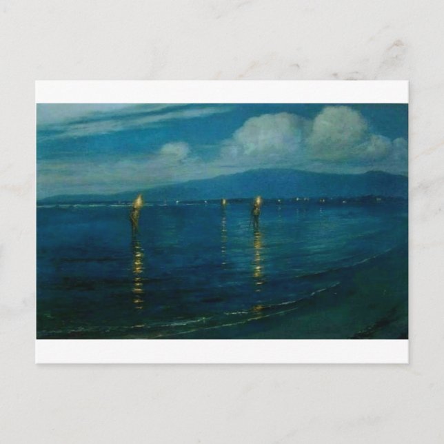 Carte Postale Les Pêcheurs à la Torche, Waikiki (Devant)