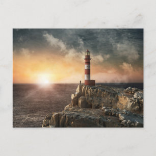 Carte Postale Les phares Phare rouge et blanc
