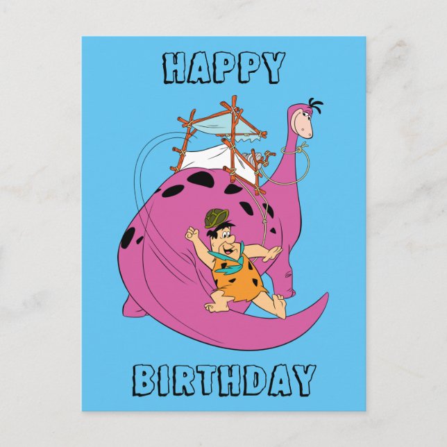 Carte Postale Les Pierrafeu | Fred Sliding Down Tail (Devant)