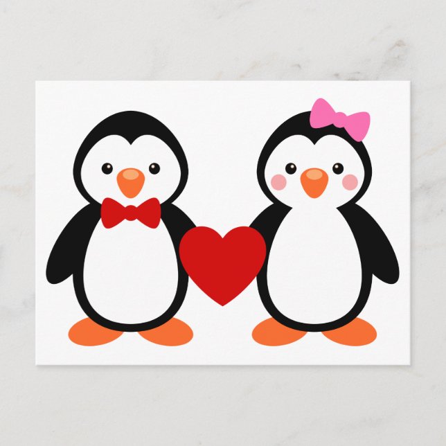 Carte Postale Les pingouins amoureux (Devant)