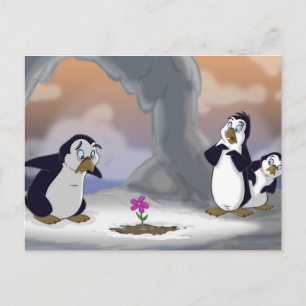 Carte Postale Les pingouins au printemps