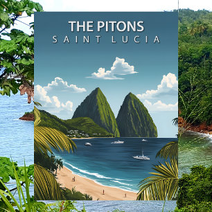Carte Postale Les Pitons Saint-Lucie Iconiques Pics Jumeaux Volc