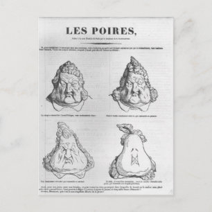 Carte Postale Les Poires, caricature du roi Louis-Philippe