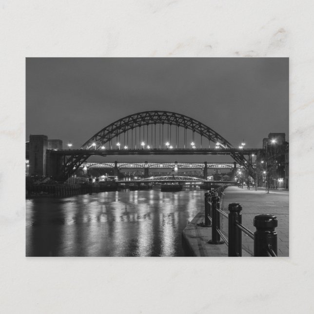 Carte Postale Les ponts Tyne la nuit (Devant)