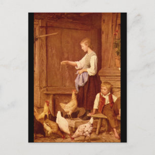 Carte Postale Les Poules', Albert Anker_Groupes et figures