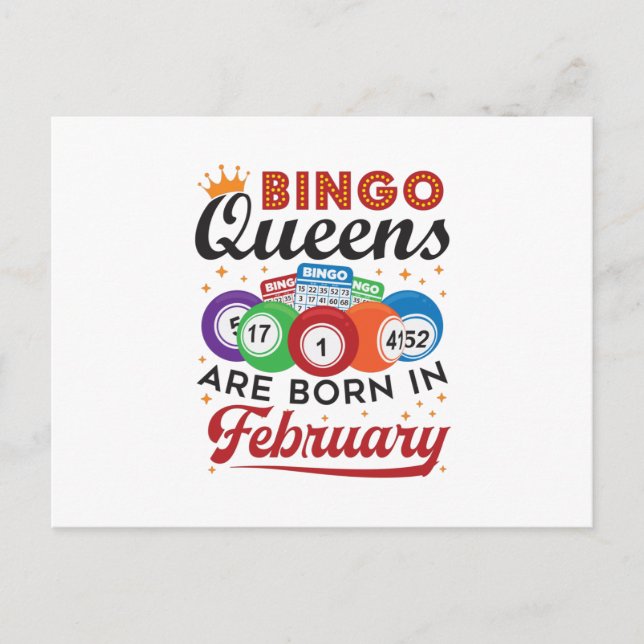 Carte Postale Les reines de bingo naissent en février (Devant)