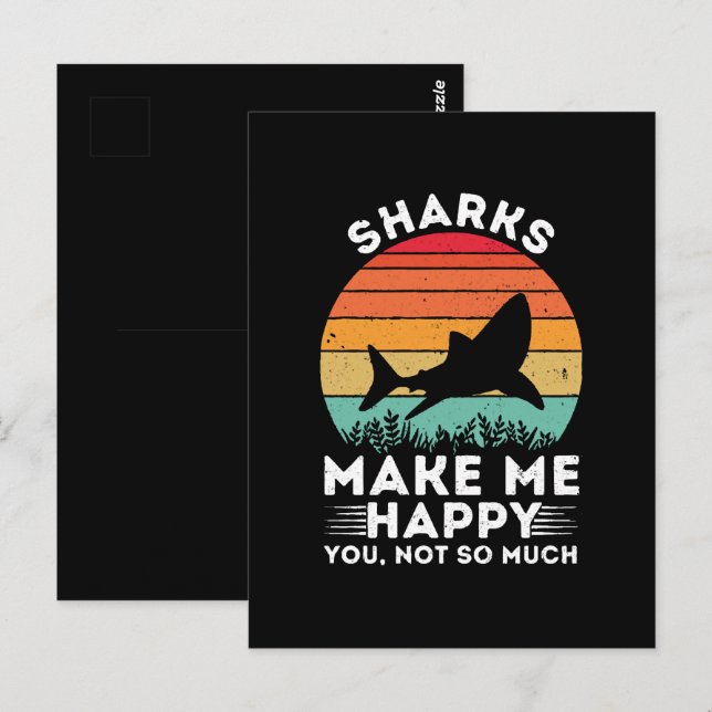 Carte Postale Les requins me rendent heureux, vous pas tant que  (Devant / Derrière)