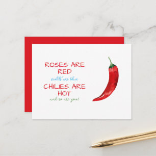 Carte Postale Les Roses amusants sont Red Chili Poem Saint Valen