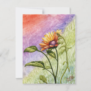 Carte Postale Les secrets de tournesol au coucher du soleil