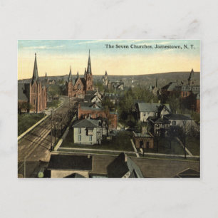Carte Postale Les Sept Églises, Jamestown NY c1915 vintage