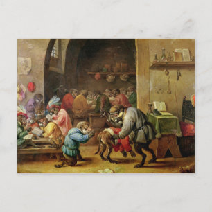 Carte Postale Les singes à l'école