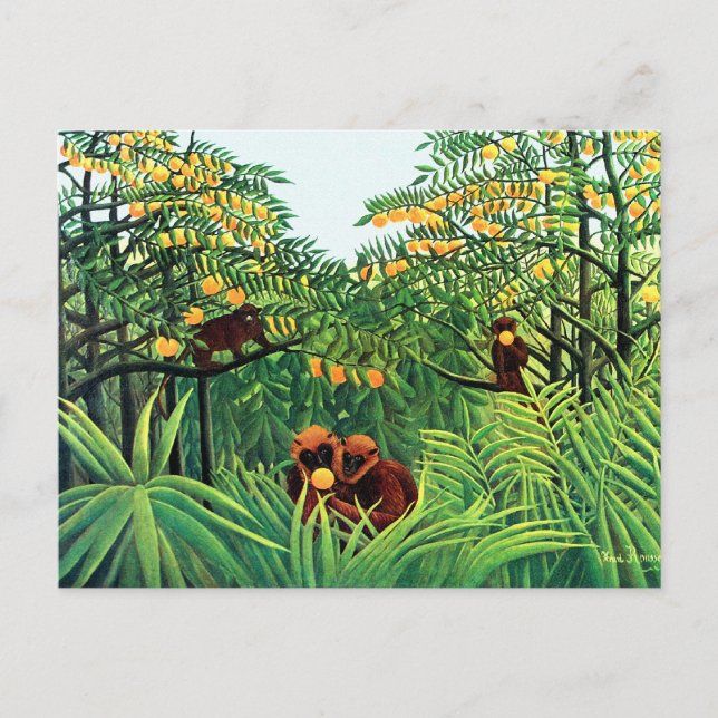 Carte Postale "Les singes dans la Grove Orange" par Henri Rousse (Devant)