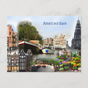 Carte Postale Les sites touristiques d'Amsterdam
